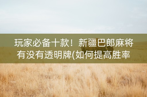 玩家必备十款！新疆巴郎麻将有没有透明牌(如何提高胜率)
