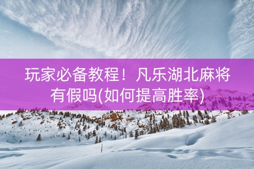玩家必备教程！凡乐湖北麻将有假吗(如何提高胜率)