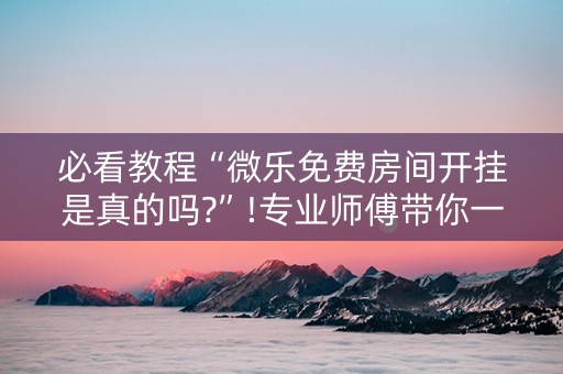 必看教程“微乐免费房间开挂是真的吗?”!专业师傅带你一起了解（详细教程）-抖音