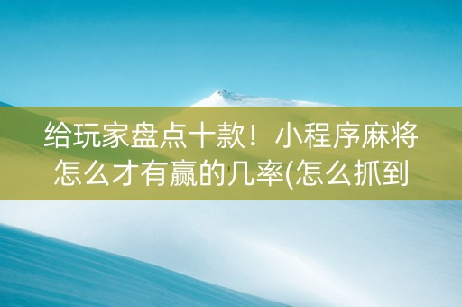 给玩家盘点十款！小程序麻将怎么才有赢的几率(怎么抓到好牌)