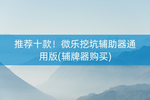 推荐十款！微乐挖坑辅助器通用版(辅牌器购买)