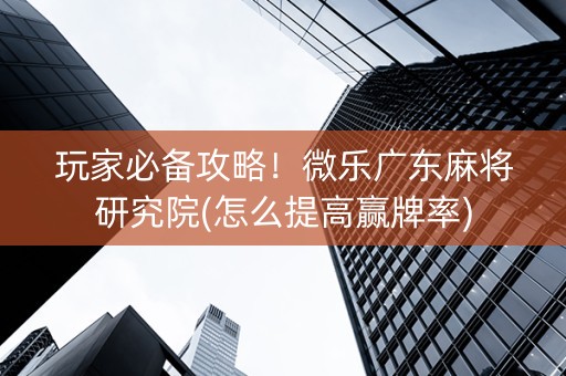 玩家必备攻略！微乐广东麻将研究院(怎么提高赢牌率)