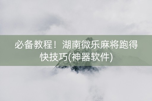 必备教程！湖南微乐麻将跑得快技巧(神器软件)
