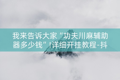 我来告诉大家“功夫川麻辅助器多少钱”!详细开挂教程-抖音