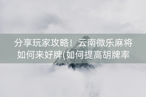 分享玩家攻略！云南微乐麻将如何来好牌(如何提高胡牌率)