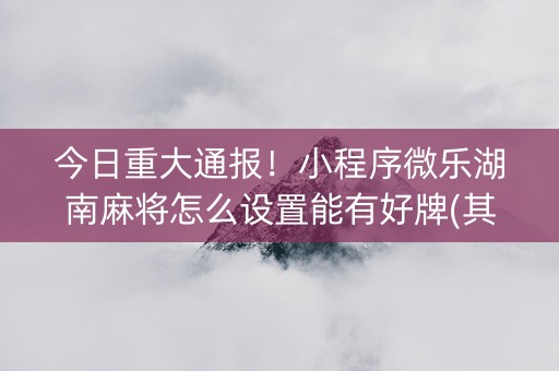 今日重大通报！小程序微乐湖南麻将怎么设置能有好牌(其实是有挂的)