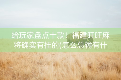 给玩家盘点十款！福建旺旺麻将确实有挂的(怎么总输有什么猫腻)