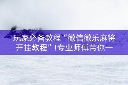 玩家必备教程“微信微乐麻将开挂教程”!专业师傅带你一起了解（详细教程）-抖音