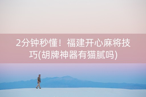 2分钟秒懂！福建开心麻将技巧(胡牌神器有猫腻吗)