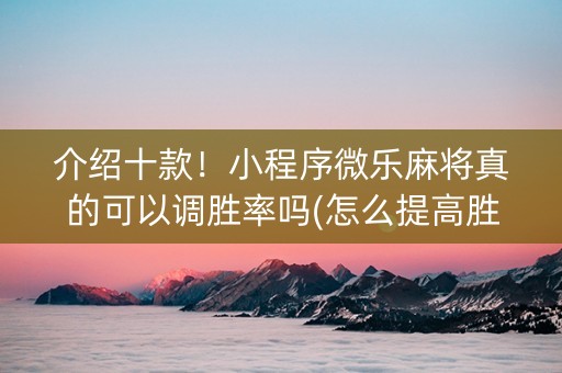 介绍十款！小程序微乐麻将真的可以调胜率吗(怎么提高胜率)