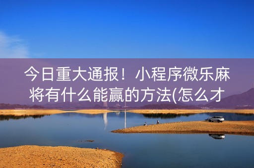 今日重大通报！小程序微乐麻将有什么能赢的方法(怎么才能起到好牌)
