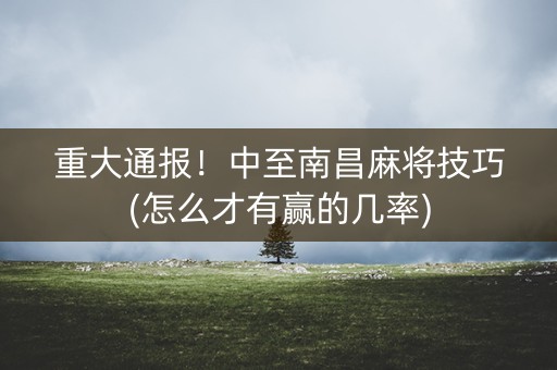 重大通报！中至南昌麻将技巧(怎么才有赢的几率)