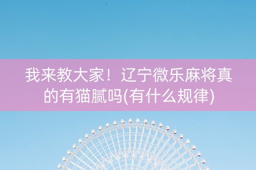 我来教大家！辽宁微乐麻将真的有猫腻吗(有什么规律)