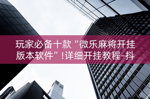 玩家必备十款“微乐麻将开挂版本软件”!详细开挂教程-抖音