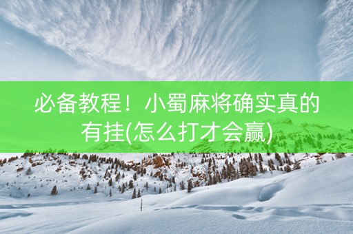 必备教程！小蜀麻将确实真的有挂(怎么打才会赢)