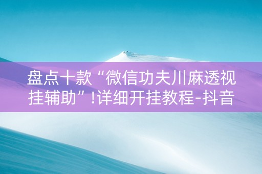 盘点十款“微信功夫川麻透视挂辅助”!详细开挂教程-抖音