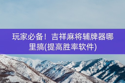 玩家必备！吉祥麻将辅牌器哪里搞(提高胜率软件)