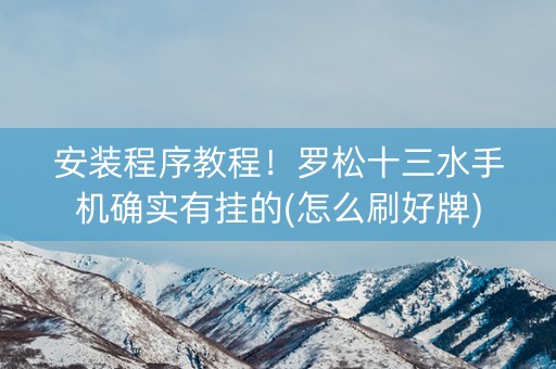 安装程序教程！罗松十三水手机确实有挂的(怎么刷好牌)