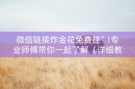 微信链接炸金花免费挂”!专业师傅带你一起了解（详细教程）-抖音