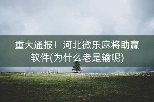 重大通报！河北微乐麻将助赢软件(为什么老是输呢)