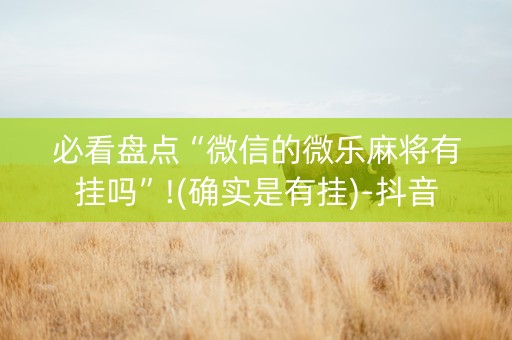 必看盘点“微信的微乐麻将有挂吗”!(确实是有挂)-抖音