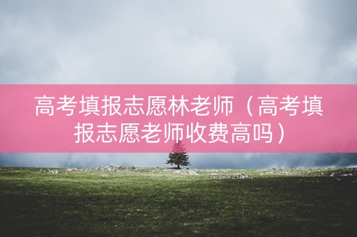 高考填报志愿林老师（高考填报志愿老师收费高吗）