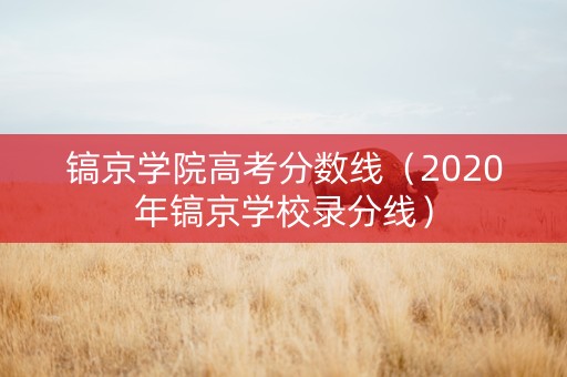 镐京学院高考分数线（2020年镐京学校录分线）