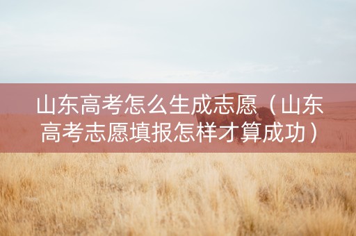 山东高考怎么生成志愿（山东高考志愿填报怎样才算成功）