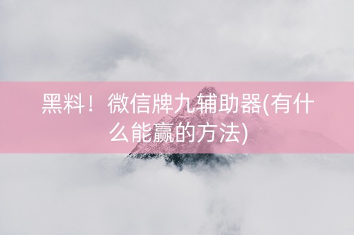 黑料！微信牌九辅助器(有什么能赢的方法)