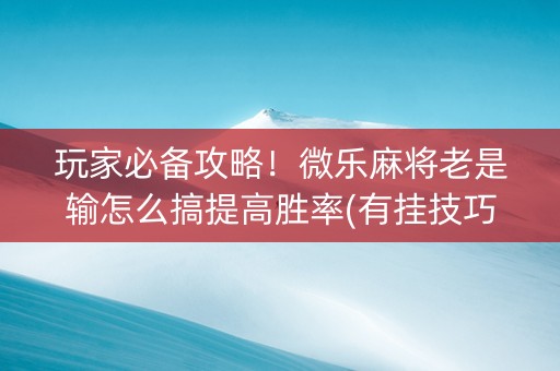 玩家必备攻略！微乐麻将老是输怎么搞提高胜率(有挂技巧辅助器)