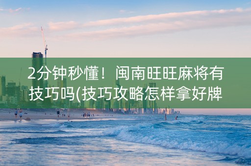 2分钟秒懂！闽南旺旺麻将有技巧吗(技巧攻略怎样拿好牌)