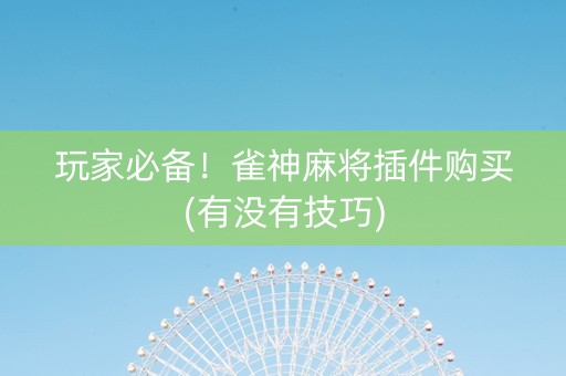玩家必备！雀神麻将插件购买(有没有技巧)
