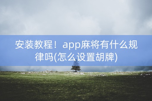 安装教程！app麻将有什么规律吗(怎么设置胡牌)