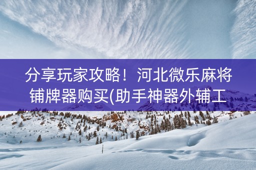 分享玩家攻略！河北微乐麻将铺牌器购买(助手神器外辅工具)