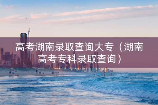 高考湖南录取查询大专（湖南高考专科录取查询）