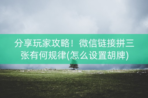 分享玩家攻略！微信链接拼三张有何规律(怎么设置胡牌)