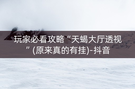 玩家必看攻略“天蝎大厅透视”(原来真的有挂)-抖音