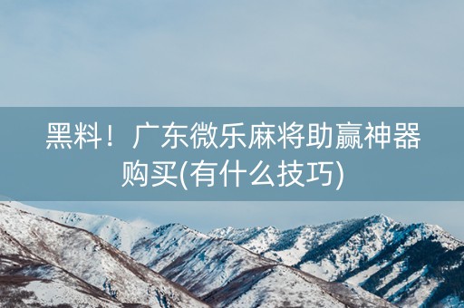 黑料！广东微乐麻将助赢神器购买(有什么技巧)