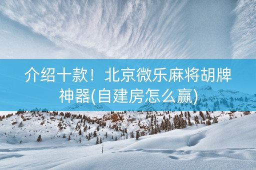 介绍十款！北京微乐麻将胡牌神器(自建房怎么赢)