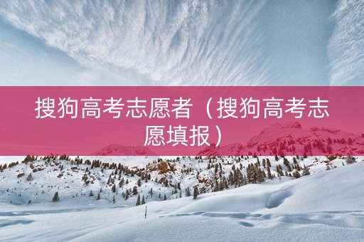 搜狗高考志愿者（搜狗高考志愿填报）