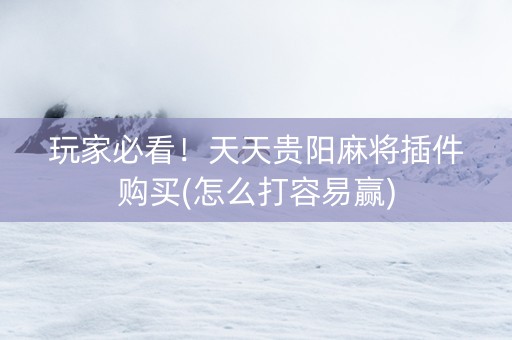 玩家必看！天天贵阳麻将插件购买(怎么打容易赢)