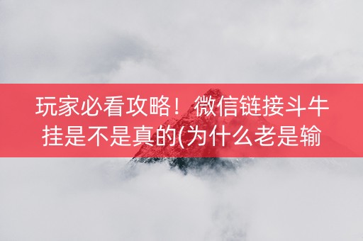 玩家必看攻略！微信链接斗牛挂是不是真的(为什么老是输)