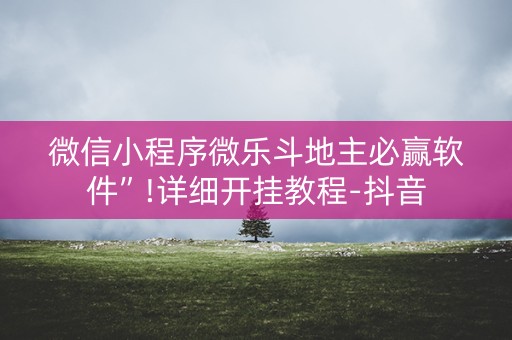 微信小程序微乐斗地主必赢软件”!详细开挂教程-抖音