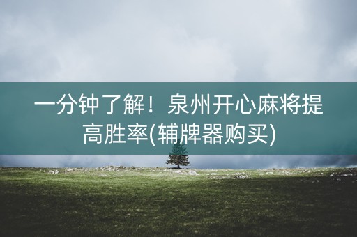 一分钟了解！泉州开心麻将提高胜率(辅牌器购买)
