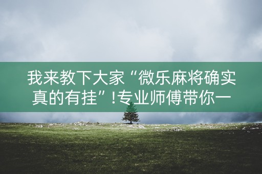 我来教下大家“微乐麻将确实真的有挂”!专业师傅带你一起了解（详细教程）-抖音
