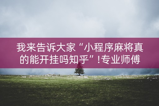 我来告诉大家“小程序麻将真的能开挂吗知乎”!专业师傅带你一起了解（详细教程）-抖音
