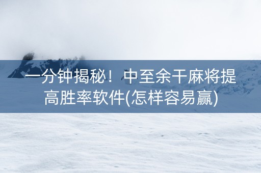 一分钟揭秘！中至余干麻将提高胜率软件(怎样容易赢)