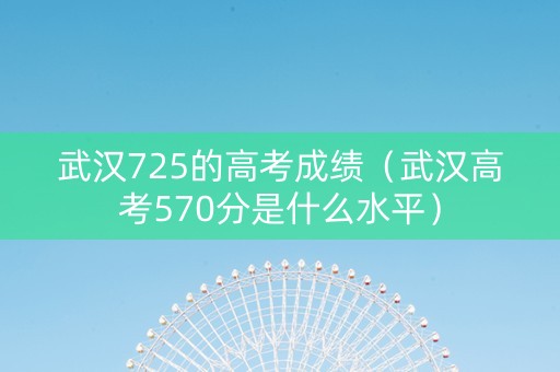 武汉725的高考成绩（武汉高考570分是什么水平）