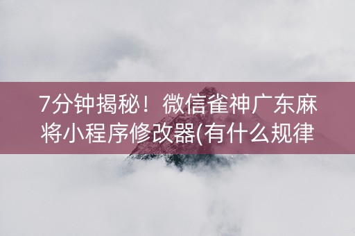 7分钟揭秘！微信雀神广东麻将小程序修改器(有什么规律)