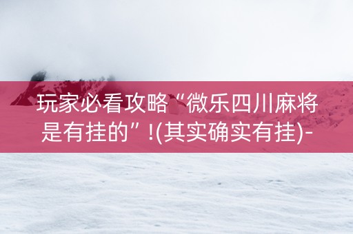 玩家必看攻略“微乐四川麻将是有挂的”!(其实确实有挂)-抖音